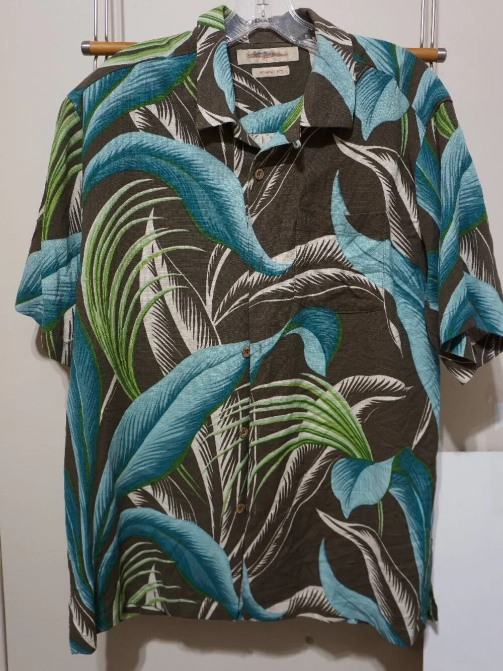 Tommy Bahama Serengeti Fronds Silk Hawaiian Camp Shirt M